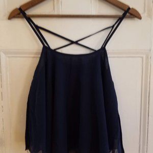 Strappy Navy Flounce Top